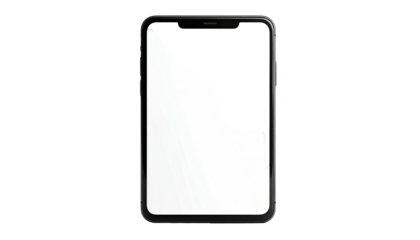 Phone with black frame and partially white screen, dark backdrop