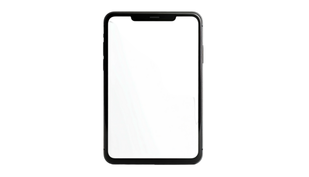 Phone with black frame and partially white screen, dark backdrop