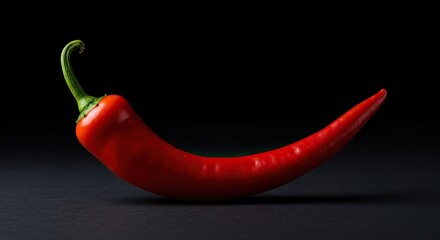 An extremely potent red hot pepper isolated on a dark background, symbolizing intense culinary heat, spice challenges, and maximum Scoville units ,bold ,fresh ,isolated