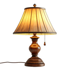Ornate desk lamp with a pleated lampshade casting a warm, inviting glow