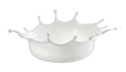 Milk splash forms a crown-like shape. Isolated on black