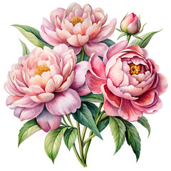 Elegant Watercolor Flowers Clipart: Peony, Orchid, and Sunflower Blooms for Spring & Summer Design