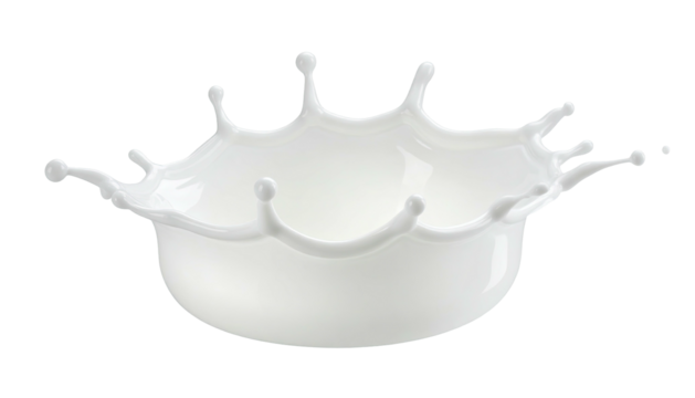 Milk splash forms a crown-like shape. Isolated on black
