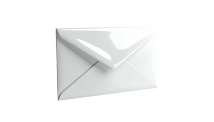 Glossy white envelope against a black background