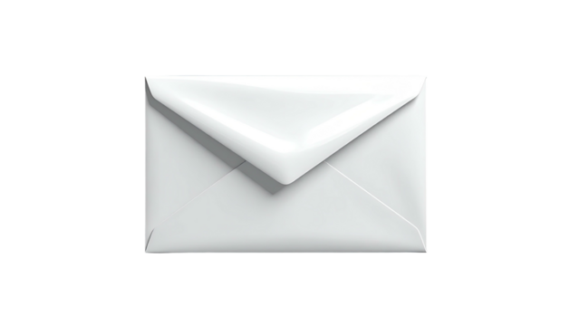 Glossy, white envelope isolated against a black background
