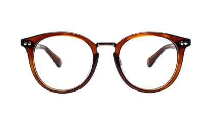 Stylish brown tortoise-shell glasses against a black background
