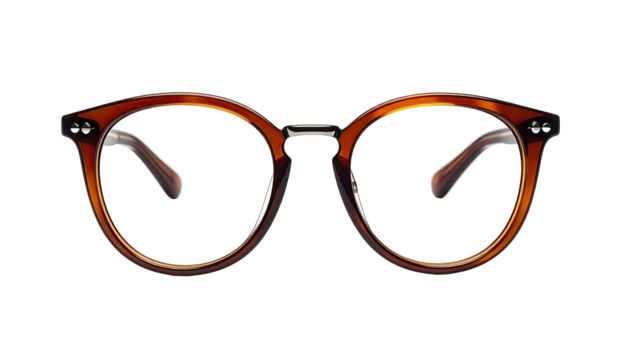 Stylish brown tortoise-shell glasses against a black background - Powered by Adobe