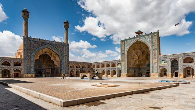 Inside hte court of Jame' Mosque of Isfahan, Iran
