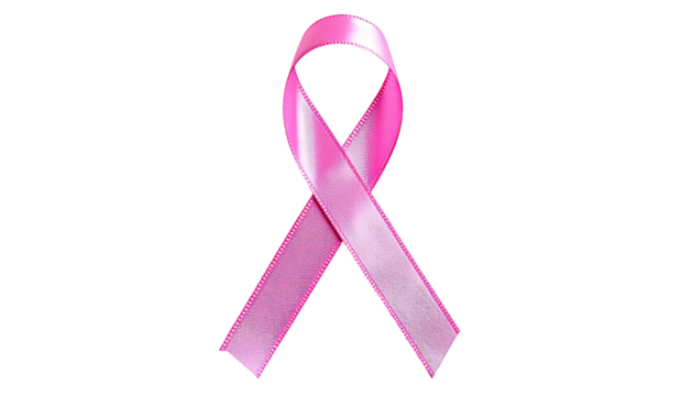 Elegant pink awareness ribbon on a solid black background