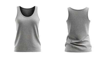 Gray tank top, front and back views