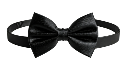 Black bow tie with adjustable strap against dark background