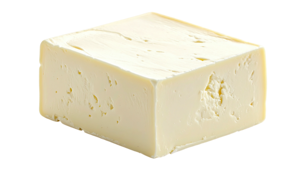 Large block of ivory-colored cheese. Black background