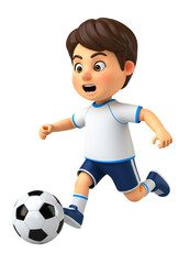 サッカーをする元気な少年