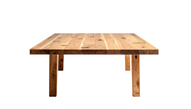 Wooden table with planks on surface, isolated against black