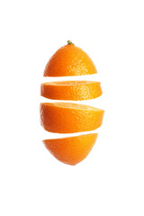 sliced orange on white background.