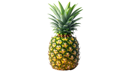 Ripe pineapple, yellow and green fruit with spikey leaves
