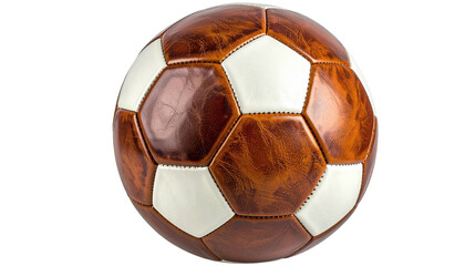 Brown-white soccer ball, textured, classic design