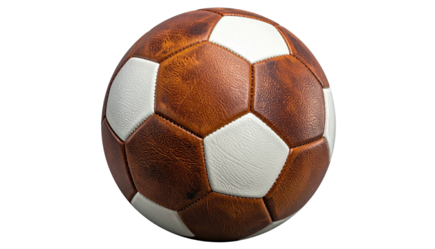 Leather soccer ball hex pattern, alternating brown and white panels