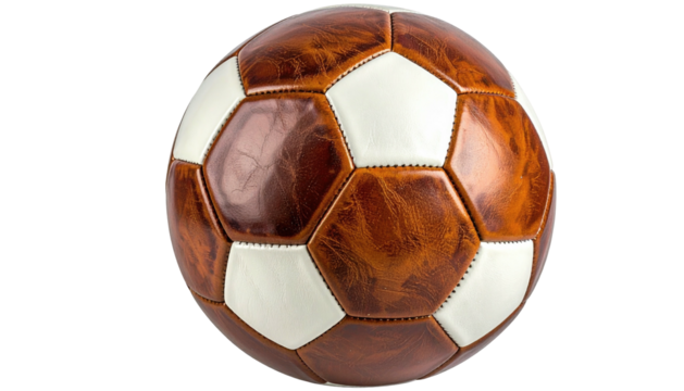 Brown-white soccer ball, textured, classic design - Powered by Adobe