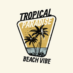 Tropical Paradise beach vibe palm tree vector graphic design