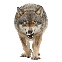 Obraz premium Angry Wolf Isolated on Transparent Background. PNG.