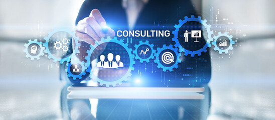 Consulting firm service business finance solutions concept.