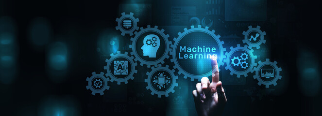 Machine learning AI Artificial intelligence neural network technology concept.