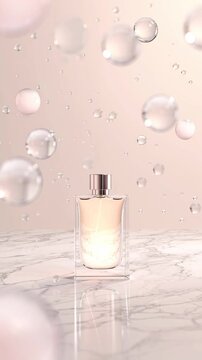[gemma error] bottle of perfume with transparent body and metallic cap. perfume inside bottle has pale hue, suggesting it could be light or floral scent