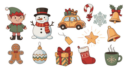 Happy Winter Holidays Christmas Decorations and Elements Collection