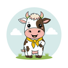 Happy spotted calf mascot