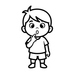 Cartoon boy wondering pose
