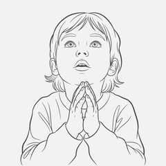 Young child praying vector