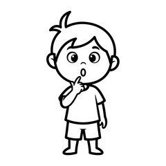 Boy coloring outline art