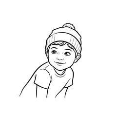 Young child in winter hat