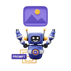 3D AI Image Generation Icon High Quality Artificial Intelligence Design for Modern Technology, and Computing Concepts