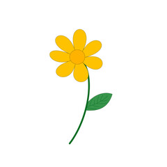 Simple Yellow Flower Illustration on White Background
