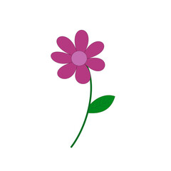 Simple Purple Flower Illustration on White