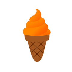 Orange Ice Cream Cone Illustration