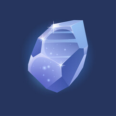 Shiny Crystal Gemstone Mineral Formation with Sparkle Effects and Geometric Structure