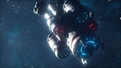 Fototapeta premium Unidentified alien spaceship flying in space