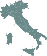 Blank Outline Map of Italy with Regional Borders
