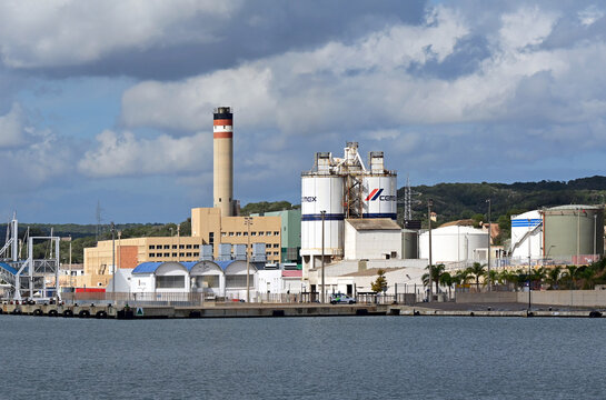 Ma&oacute;, Mah&oacute;n, Menorca, Balearic Islands, Spain, Europe - 10.2025 : CEMEX - multinational building materials company, integrated cement plant in  Mah&oacute;n Harbour, Port de Ma&oacute;