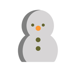 Minimalist 3D illustration of a snowman with soft shadows, isolated on a white background.