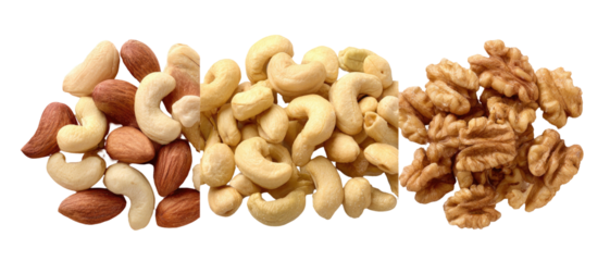 Mixed nuts almonds, cashews, and walnuts