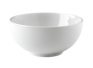 A clean, white ceramic bowl with a smooth, rounded shape
