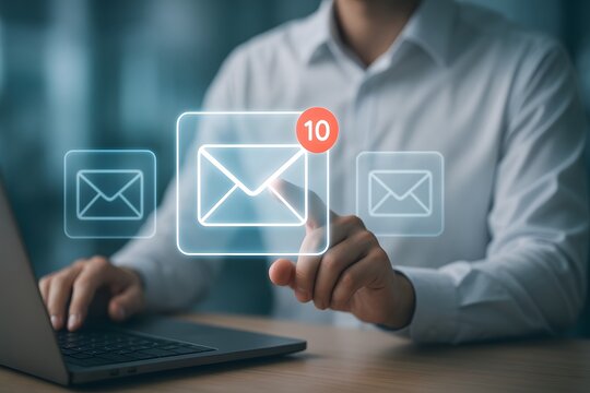 Email marketing and communication concept with new message notification