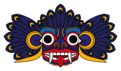 Colorful Peacock Feather Festival Mask Vector Illustration