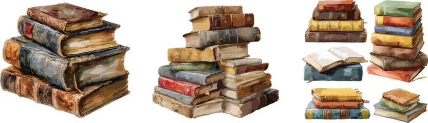 Watercolor Stacked Books Clipart © dian's