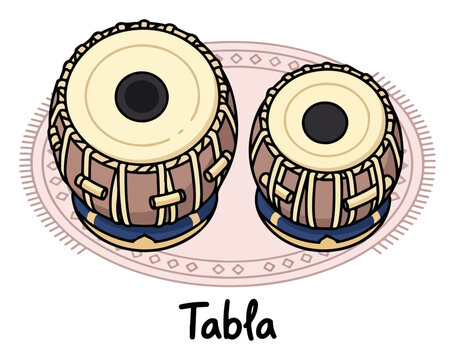 Tabla Drums Pair Indian Percussion Instrument Vector Illustration
