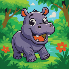 hippo cartoon vector image